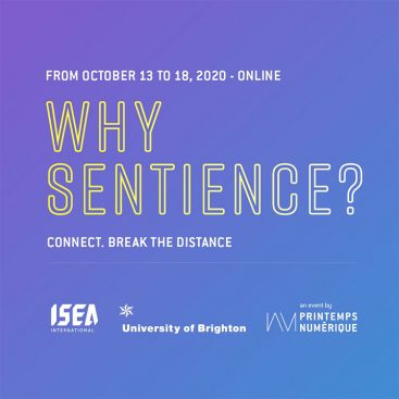 ISEA 2020 poster graphics with the title Why Sentience?
